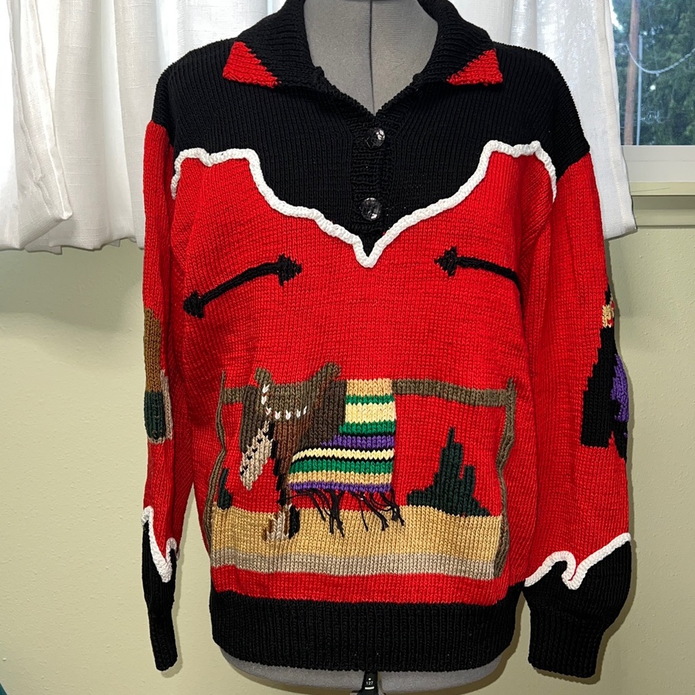 Berek Men's Cardigan in Black and Red